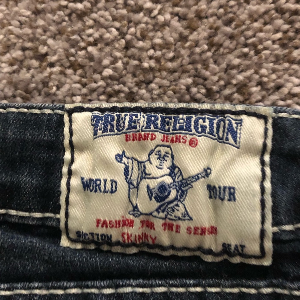 NWOT TRUE RELIGION SIZE 25 SKINNY JEANS DARK DENIM - Picture 3 of 4
